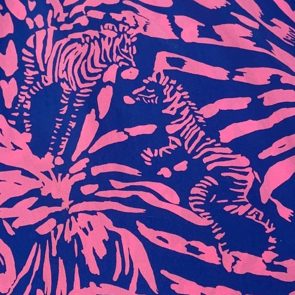 Lilly Pulitzer Silk Dress Blue and Pink Zebra In Grass Betty Racer Back XS - Picture 5 of 16